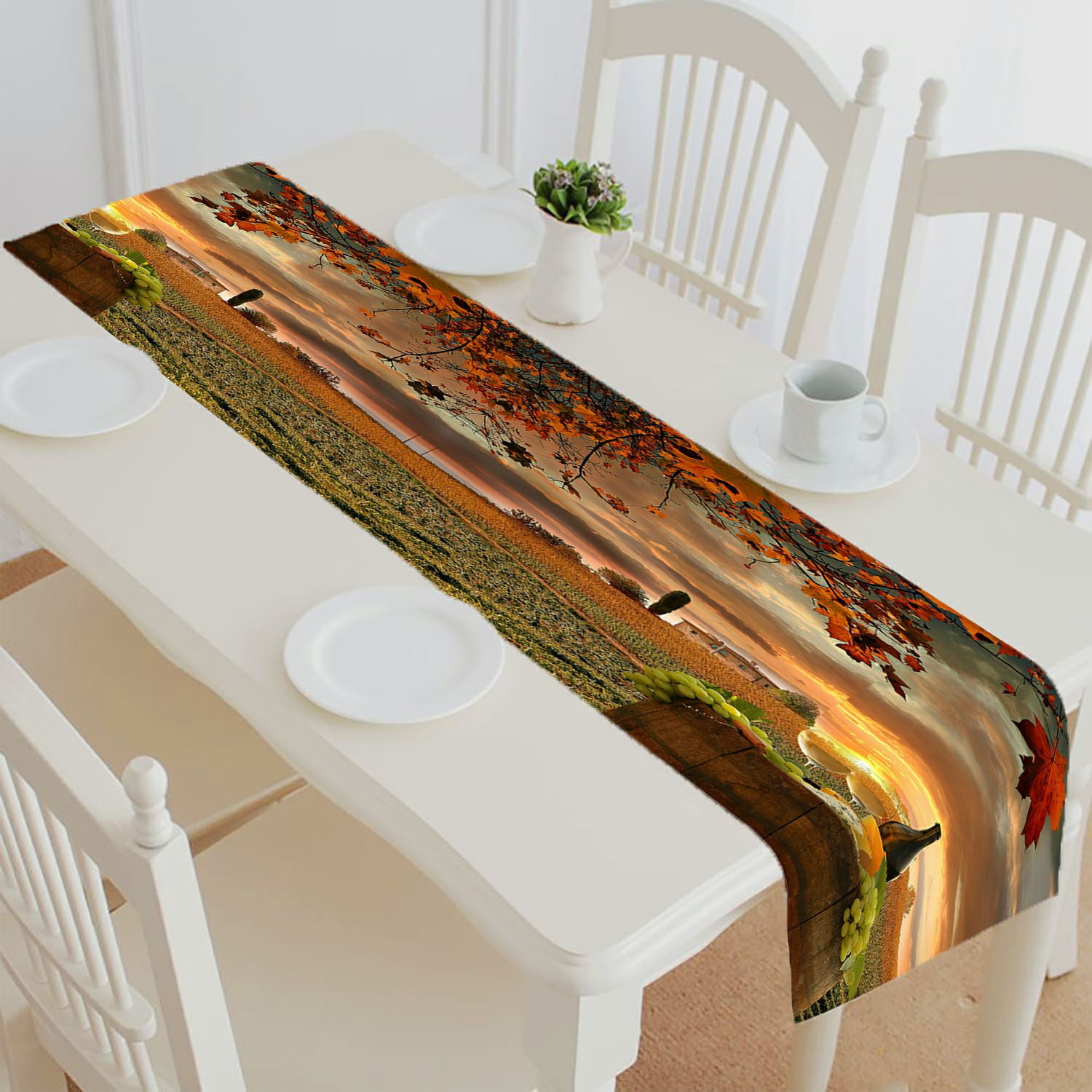 ABPHQTO White Barrel Vineyard Chianti Tuscany Italy Table Runner