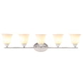 thumbnail image 5 of Aspen Creative 62233, Bathroom Vanity 5 Lights Fixture, 43" W x 9-1/8" H x 7-1/2" D, Chrome Finish/Frosted Glass Paint White Inside, 5 of 6
