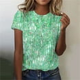thumbnail image 2 of Patlollav Womens Casual Summer Tops Shiny Printed Round Neck Short Sleeve Blouse, 2 of 6