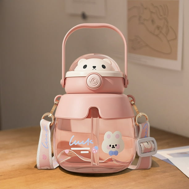 Personalized Big Belly Cup Fashionable Cute Bear Water Cup Large Capacity Portable Plastic Mug Interesting Student Straw Cups