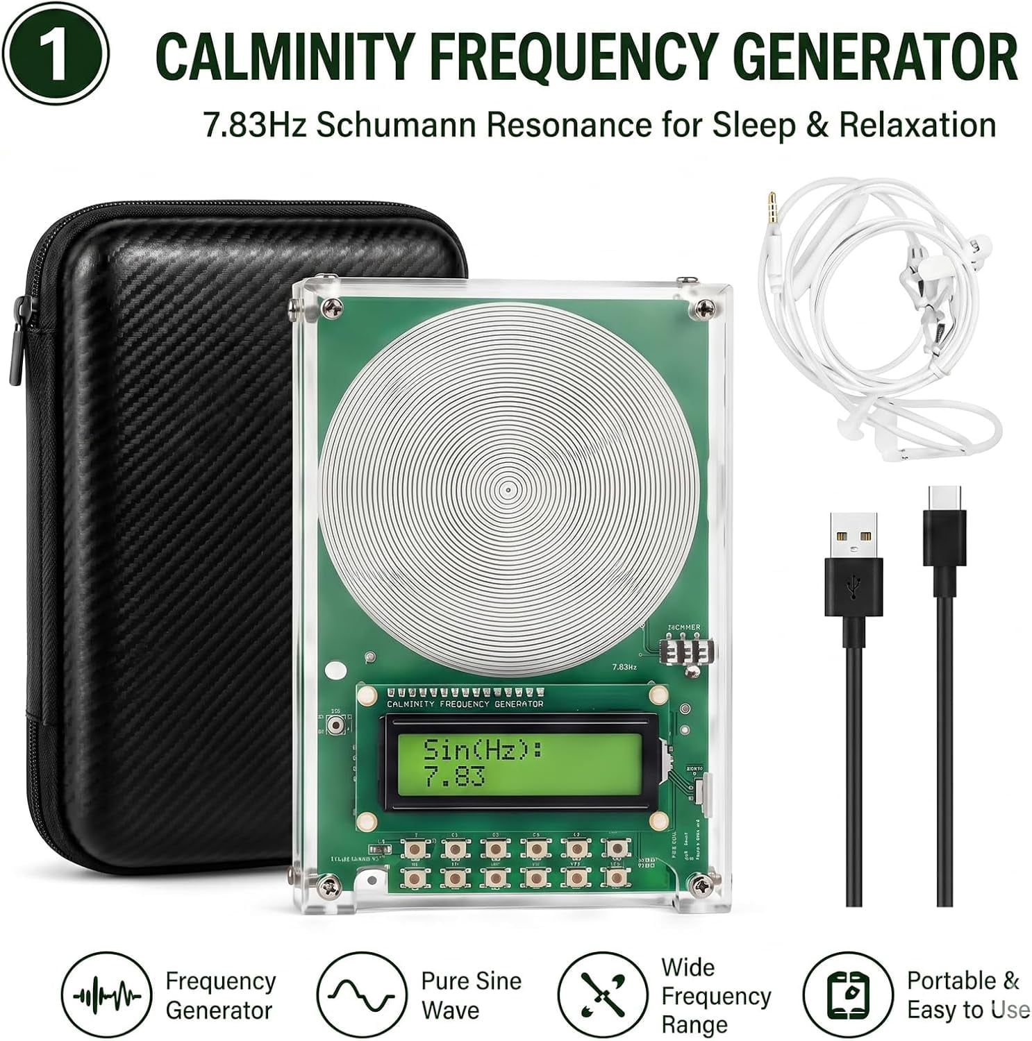 Calminity Frequency Machine & Calminity Frequency Generator - Adjustable 7.83Hz Schumann Resonance Calamity Frequency Generator, Nature Sine Wave Frequency Generator for Sleep (0.01Hz-200000Hz)