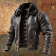 thumbnail image 2 of Fgnfyis Mens Jackets Jacket with Shearling Collar for Outdoor Riding and Casual Wear Retro Style Mens Winter Coats Black_004 XL, 2 of 5