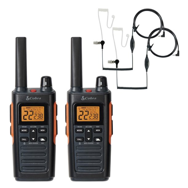 Radio bidireccional Cobra RX680, paquete de 2 unidades con auriculares, a prueba de salpicaduras