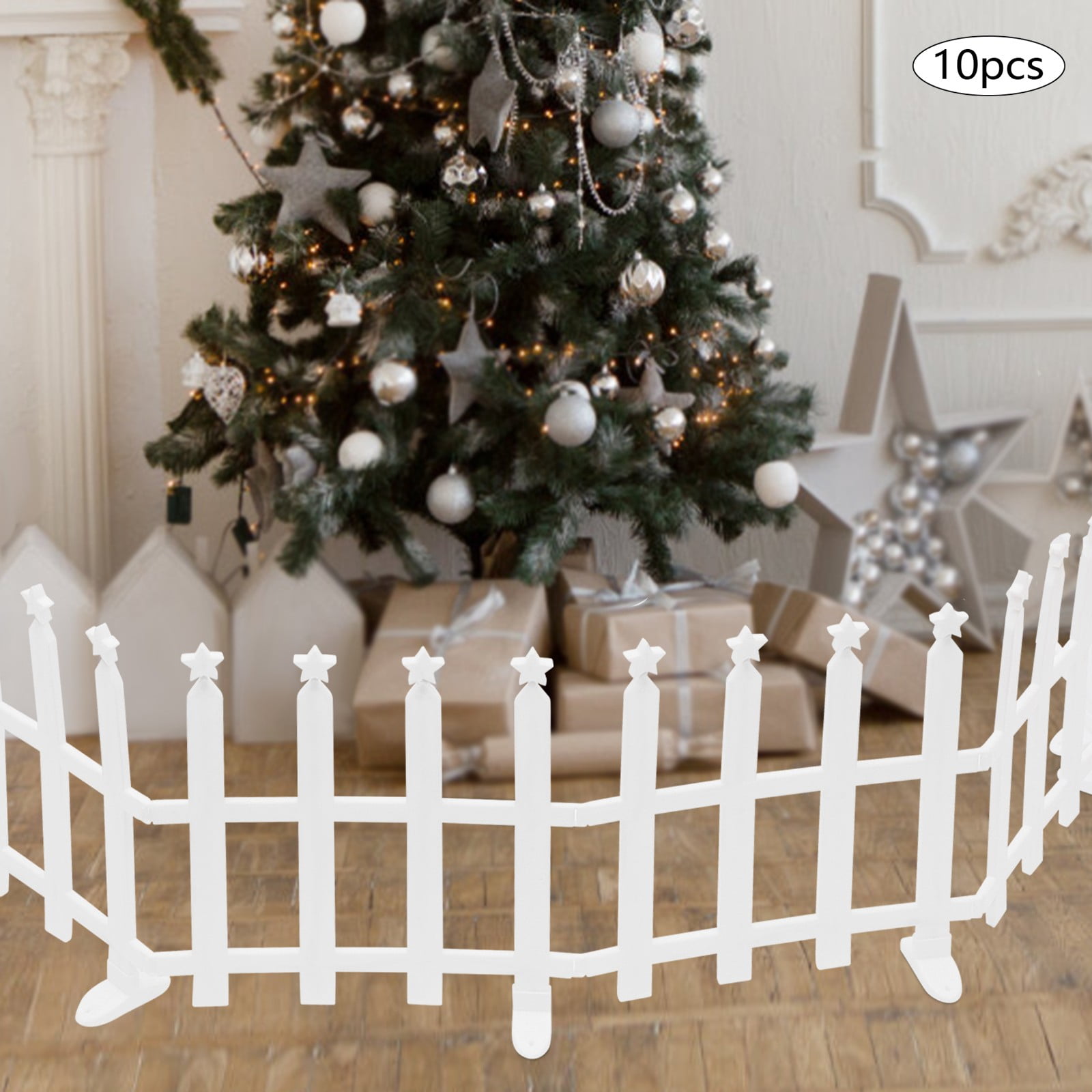 ToppiJoy 10 Pack LED Lighted Garden Fence, Christmas Tree Fence Lights, Decorative Lighted Fence for Landscape Patio Yard Pet Barrier