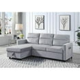 thumbnail image 2 of Ruby Light Gray Velvet Reversible Sleeper Sectional Sofa with Storage Chaise and Side Pocket, 2 of 6