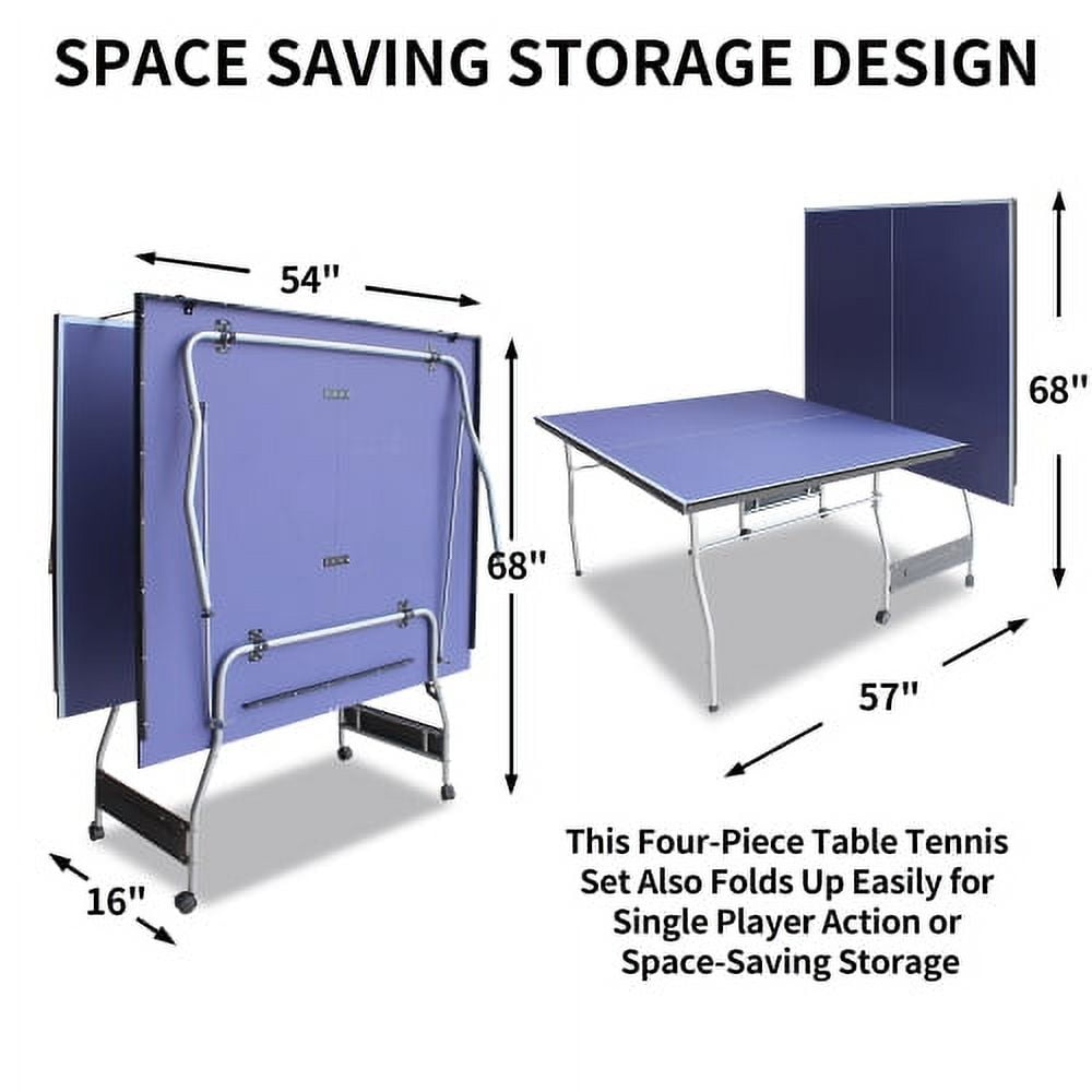 ACETEK 8FT Mid-Size,with Net,2 Table Tennis Paddles and 3 Balls,Table Tennis Table Foldable & Portable Ping Pong Table Set for Indoor & Outdoor Games