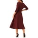 thumbnail image 3 of INSPIRE CHIC Vestido largo casual con mangas 3/4 y cuello redondo, plisado, con bolsillos, talla XL, color rojo vino, 3 of 5