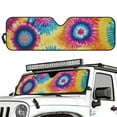 thumbnail image 5 of Uorisanigo Windshield Sun Shade Compatible with Jeep Wrangler JK JL, Foldable Windshield Cover Colorful Tie Dye Print Car Sun Visor Blocks Sunlight Heat UV Rays Keep Vehicle Cool, 5 of 7