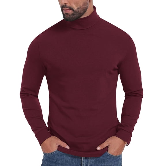 Men's Lightweight Turtleneck Shirts Long Sleeve Thermal Pullover Sweater Slim Fit Casual Knitted Basic Layer Tops