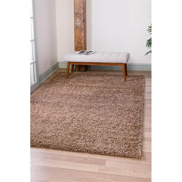 Unique Loom Solo Solid Shag Collection Area Modern Plush Rug Lush Soft, 7 ft 0 x 10 ft 0, Cocoa