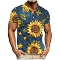 thumbnail image 2 of Mens Shirts Short Sleeved Lapel Business Independence Day Printed Athletic Casual Top Yellow M, 2 of 5