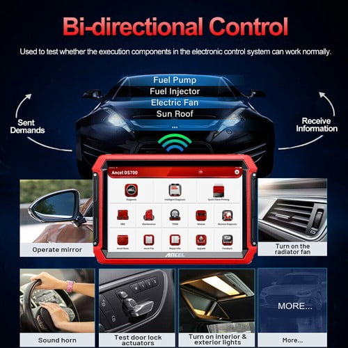 ANCEL DS700 Bidirectional Diagnostic Tool, Automotive OBD2 Scanner All System Diagnostic Scan Tool with 40+ Services, ECU Co-ding, FCA Autoauth, Topology Mapping, 2 Years Free Update