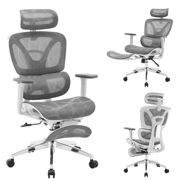 Ourlova Ergonomic Mesh Office Chair with Footrest Adjustable Lumbar Support High Back Tilt Desk Chair