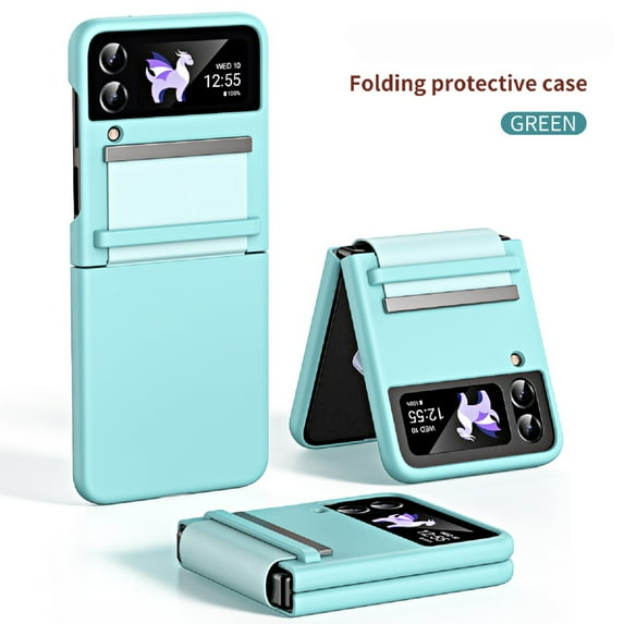 Mantto Folding Case for Samsung Galaxy Z Flip 3, Elegance Slim Profile Rugged Skin-Friendly Shockproof Case with Semi-Automatically Soft Hinge Protection Cover for Samsung Galaxy Z Flip 3,Green