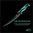 thumbnail image 4 of danco Pro Series Roll Up Bag Kit | 5" & 7" Fillet Knives and 9" Stout Knife | Full Tang German G4116 Stainless-Steel Blades with Teflon Coating, Nylon Roll Up Sheath, (Seafoam), 4 of 8