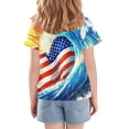 thumbnail image 4 of Amidoa Girls Short Sleeve Summer Crewneck Graphic Independence Day T Shirts Kids Casual Tops Yellow Size 7, 4 of 6