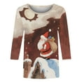 thumbnail image 5 of LiMoi Women's Christmas Santa Graphic T-Shirt 3/4 Sleeve Round Neck Soft Cotton Top for Holiday Fun Tees Tshirts Shirts My Items, 5 of 6