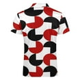 thumbnail image 5 of Geometric Retro Style Black Red White Men Zipper T-shirt Summer Casual Short Sleeve T-shirt Top, 5 of 7