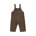 thumbnail image 2 of Cenuakty Baby Romper, Kids Solid Color V-Neck Sleeveless Jumpsuit with Pocket for Spring Fall, Khaki/Coffee/White, 0-3 Years, 2 of 9