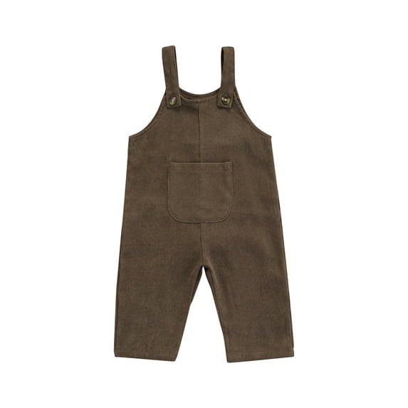 Sedceaty Baby Romper, Kids Solid Color V-Neck Sleeveless Jumpsuit with Pocket for Spring Fall, Khaki/Coffee/White, 0-3 Years
