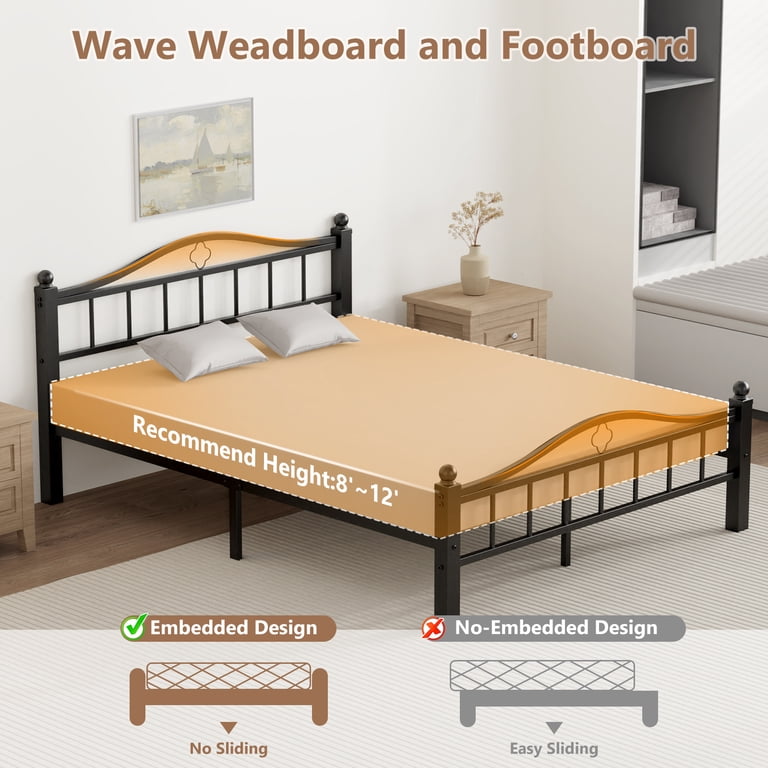 Kinsfook Queen Bed Frame, 1500 Lbs Capacity Headboard photo 8