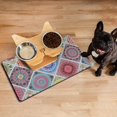 thumbnail image 3 of Boho Retro Floral Pet Feeding Mat-Abstract Art Pattern Absorbent Pet Placemat for Food and Water Bowl, with Waterproof Rubber Backing, Quick Dry Water Dispenser Mat for Dog and Cat (12"x20"), 3 of 7