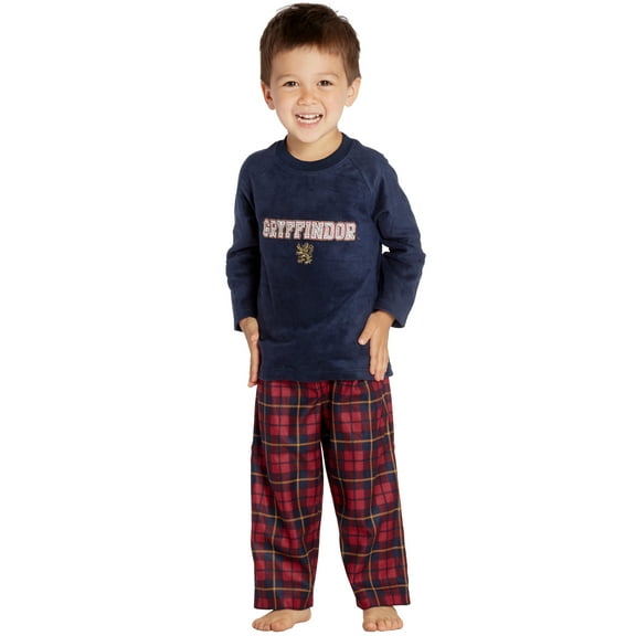 Harry Potter Gryffindor Lion Christmas Plush Holiday Toddler Plaid Pajama Set