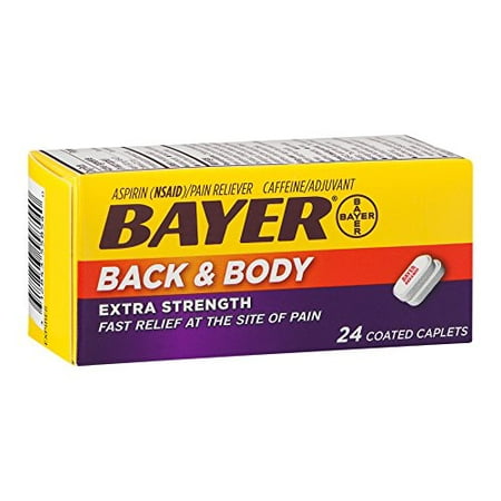 Bayer Back & Body Extra Strength Pain Reliever Aspirin w Caffeine, 500mg Coated Tablets, 24 (Best Medication For Body Aches)
