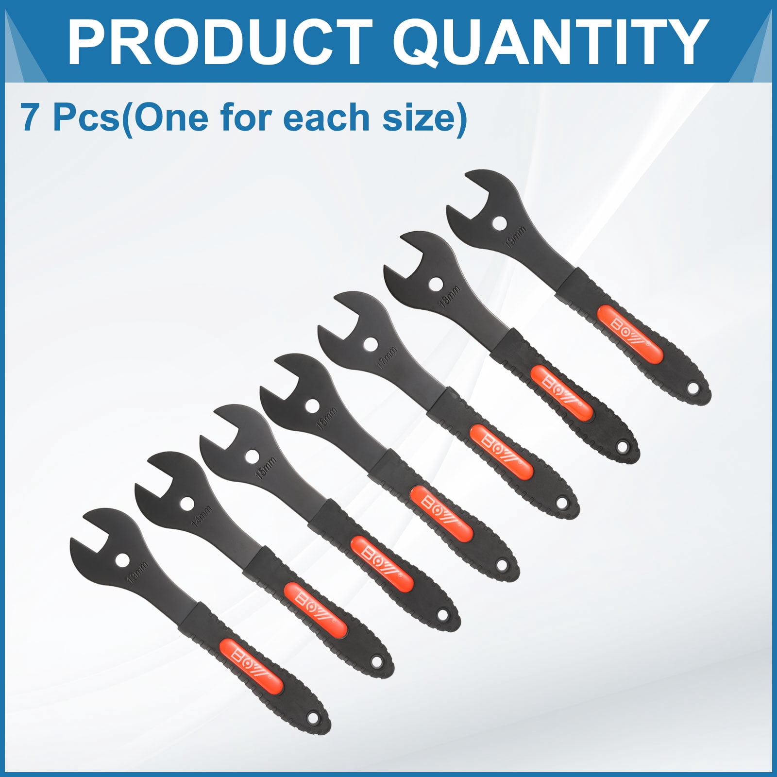 Uxcell 7pcs Bicycle Cone Wrench Set Tool 13/14/15/16/17/18/19mm Bike Pedal Cone Cycling Spanner Wheel Hub Axle Nut Install Remover Wrenches Repair Tool for Mountain Road Bike, Orange Gray
