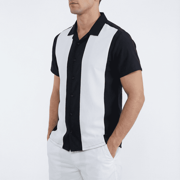 Beautiful Giant Men's Vintage Bowling Shirts Casual Short Sleeve Button Down Beach Shirts