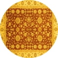 thumbnail image 1 of Ahgly Company Machine Washable Indoor Round Oriental Yellow Traditional Area Rugs, 5' Round, 1 of 4
