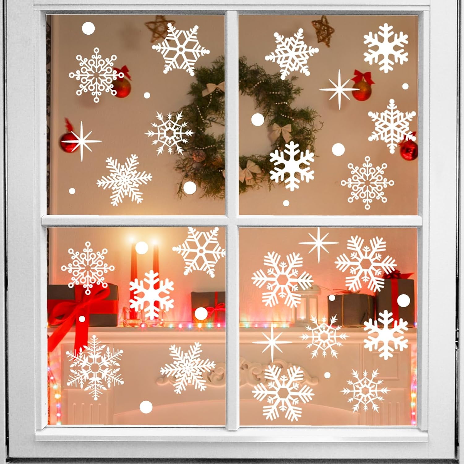 155 Pieces White Snowflake Window Clings for Glass Windows Christmas Decorations Indoor - DIY Snowflakes Vinyl Clings Window Decal Stickers Winter Wonderland Holiday Xmas Ornaments Decorations