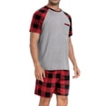 thumbnail image 2 of MINTREUS Men's Pajamas Colors Contrast Short Sleeve Round Neck 2-piece Set Men's Loose Shorts Casual Set Raglan Pajamas, 2 of 6