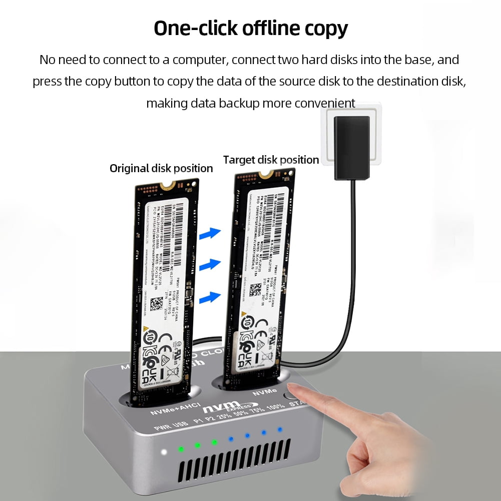 Dual-Bay External Hard Disk Box Gen2X 20Gbps M.2 SSD Enclosure M/B M Key Solid Case M.3 NVME PCI-E