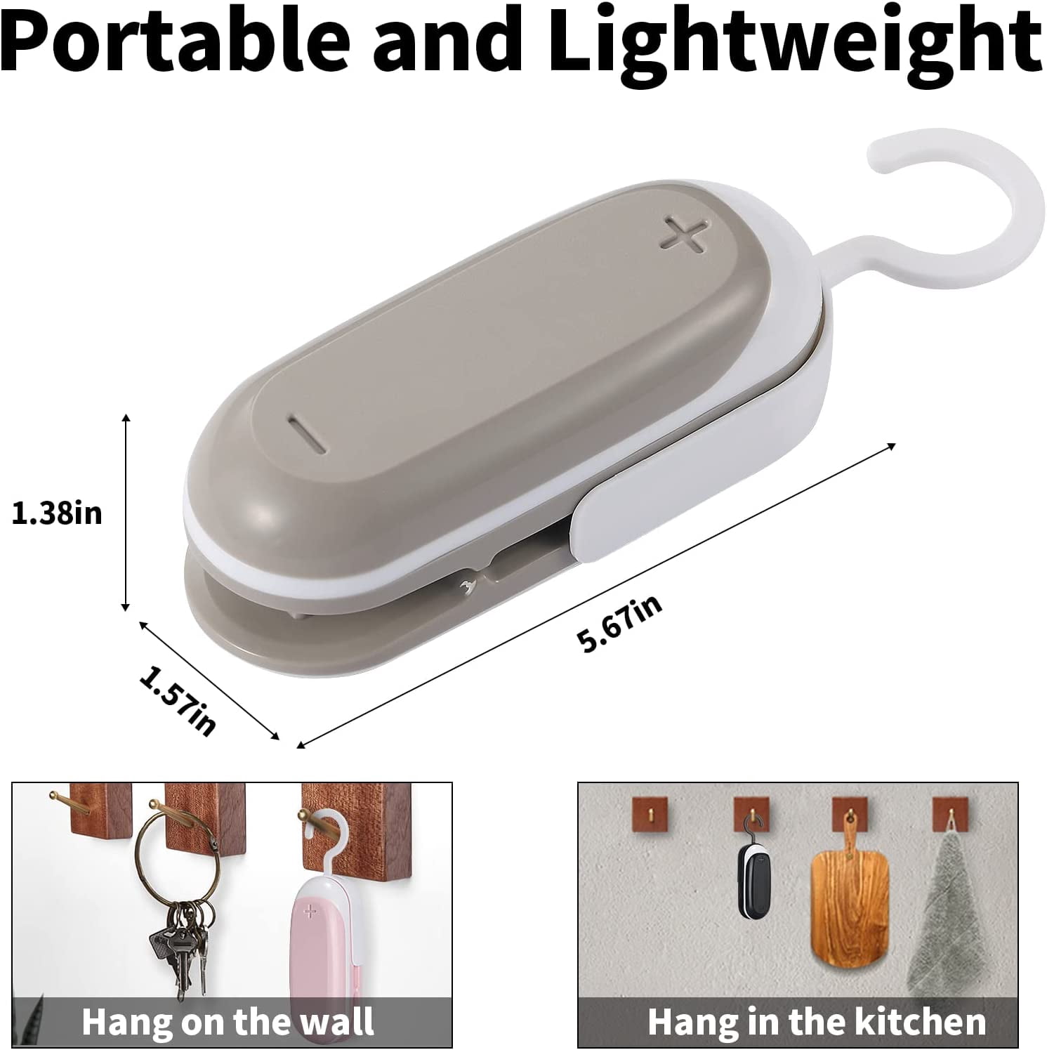 Mini Bag Sealer, 3 Packs Portable Heat Vacuum Sealers, Chip Sealer with Cutter 2 in 1 Food Resealer Handheld Hook for Plastic Bags Storage