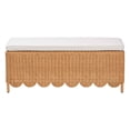 thumbnail image 2 of bali & pari Teresa Bohemian Light Honey Scalloped Rattan Ottoman Bench, 2 of 6