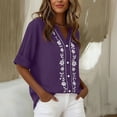 thumbnail image 4 of Gytharion Women's Spring and Summer Half Sleeves Cardigans V Neck Casual Solid Color Cardigan Cotton and Linen Button Front Tops, 4 of 4