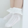 thumbnail image 5 of Laklulu 2 Pairs Baby-Girls Eyelet Frilly Lace Socks, Baby Socks Girl Summer Toddler Infant Ankle Pointelle Mesh Socks, 5 of 6