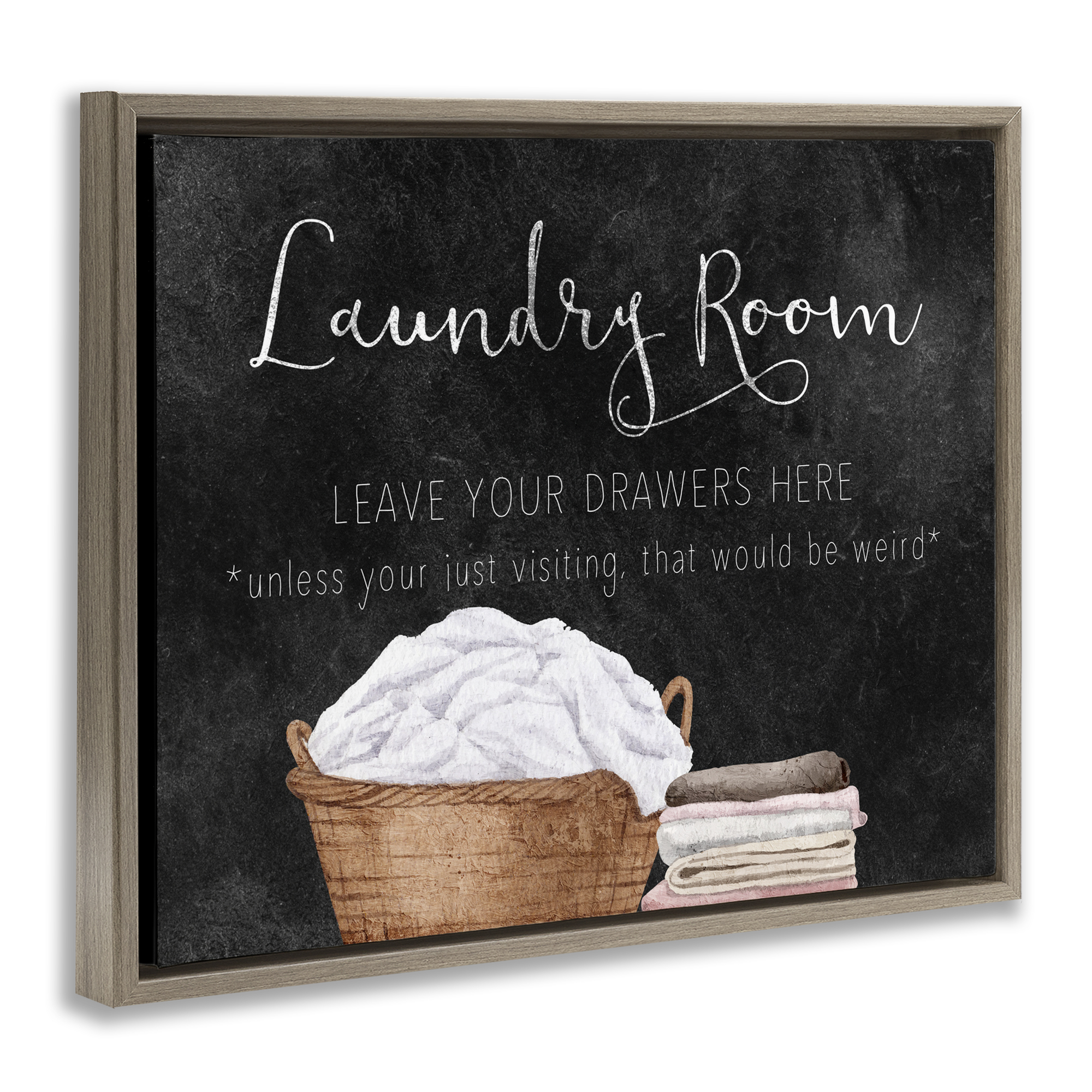 Leave Your Drawers Laundry Brown Framed Floater Canvas Wall Art, design by Kim Allen