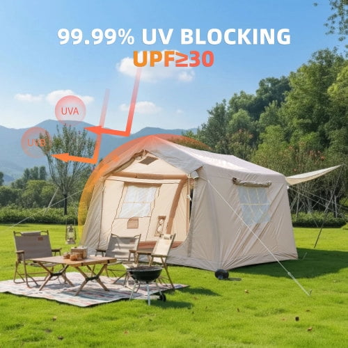 Acpouw 86ft Inflatable Tents for Camping, 4-6 Person Blow Up Tent with Hand Pump, Easy Setup InflatableTent 4 Season Tent, Waterproof Oxford Air Glamping Tents for Camping Adult