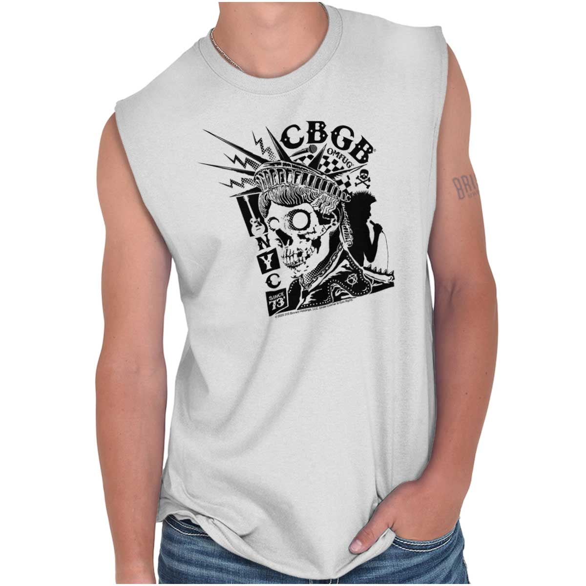 Brisco Brands CBGB Punk Rock Statue Liberty Sleeveless Muscle T Shirt
