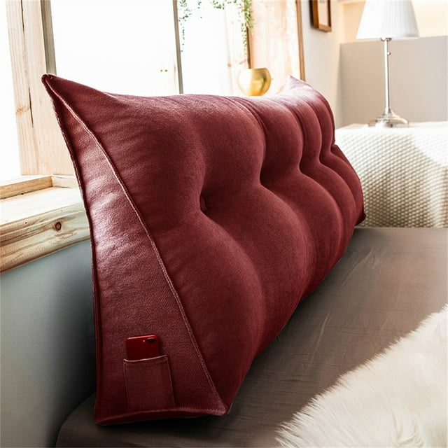 YOUMAI Polyester seat cushion Triangular Headrest For Double Beds Backrest With Detachable Cover Ergonomic Long Pillow Backrest Suitable For Dormitory Beds Sofas Single Beds Bunk Beds (24x20 Inch)