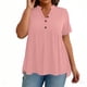 thumbnail image 5 of Plus Tops para Mujeres Tamaño Plus Moda Color Sólido Casual Botón-Up Top con Cuello en V Y Manga 3/4 Mujeres Tamaño Plus Tops de Verano, 5 of 8