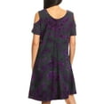 thumbnail image 2 of Sakkas Sienna Women's Knit Cold Shoulder Short Sleeve Flared Shift Short Dress - Teal - One Size, 2 of 5