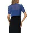 thumbnail image 3 of INSPIRE CHIC Casual Short Sleeve Mesh Sheer Shrug for Women's Open Front Cropped Cardiga Bolero S Blue, 3 of 6
