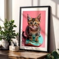 thumbnail image 4 of surfer cat 01 - Photography Cat Animal Surrealism Pastel Surfboard Whimsical Black Framed Wall Art Print 12 x 18 inches, 4 of 8