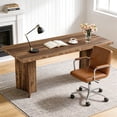 thumbnail image 3 of 63 Inch Farmhouse Executive Desk Vintage Computer Desk Large Wood Writing Desk Conference Table Workstation For Home Office Study (Dark Brown), 3 of 8