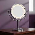 thumbnail image 5 of Jerdon LED Lighted Makeup Mirror with 5X Magnification – Tabletop Magnifying Mirror with 8.5" Diameter - Nickel Finish - Model HL745NC, 5 of 10