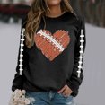thumbnail image 2 of Womens Football Sweatshirts Cute Love Heart Graphic Long Sleeve Crewneck Tops Lightweight Game Day 2025 Fall Trendy Blouses Black XL, 2 of 5