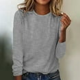 thumbnail image 2 of WTXUE T-Shirts Manches Longues, Col Rond pour Femmes Automne Hiver T-Shirt Rayé Décontracté Gris/rayé L, 2 of 5
